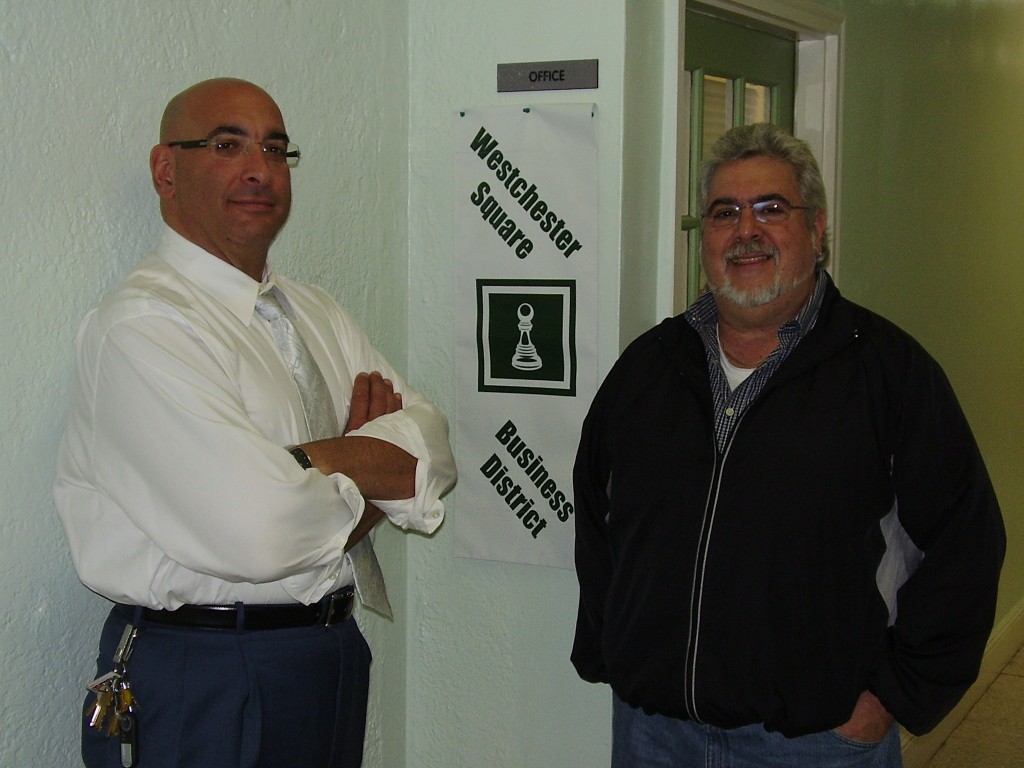 John Bonizio (left) and Joe Regina of the Westchester Square Merchants Association