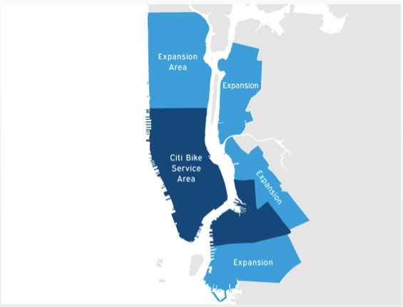 Current and planned Citi Bike locations